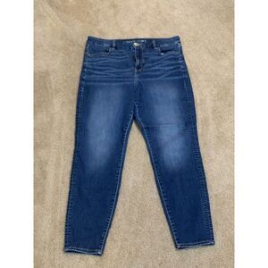 American Eagle Jegging Women 14 Blue Medium Wash Denim Stretch Hi-Rise Curvy Fit